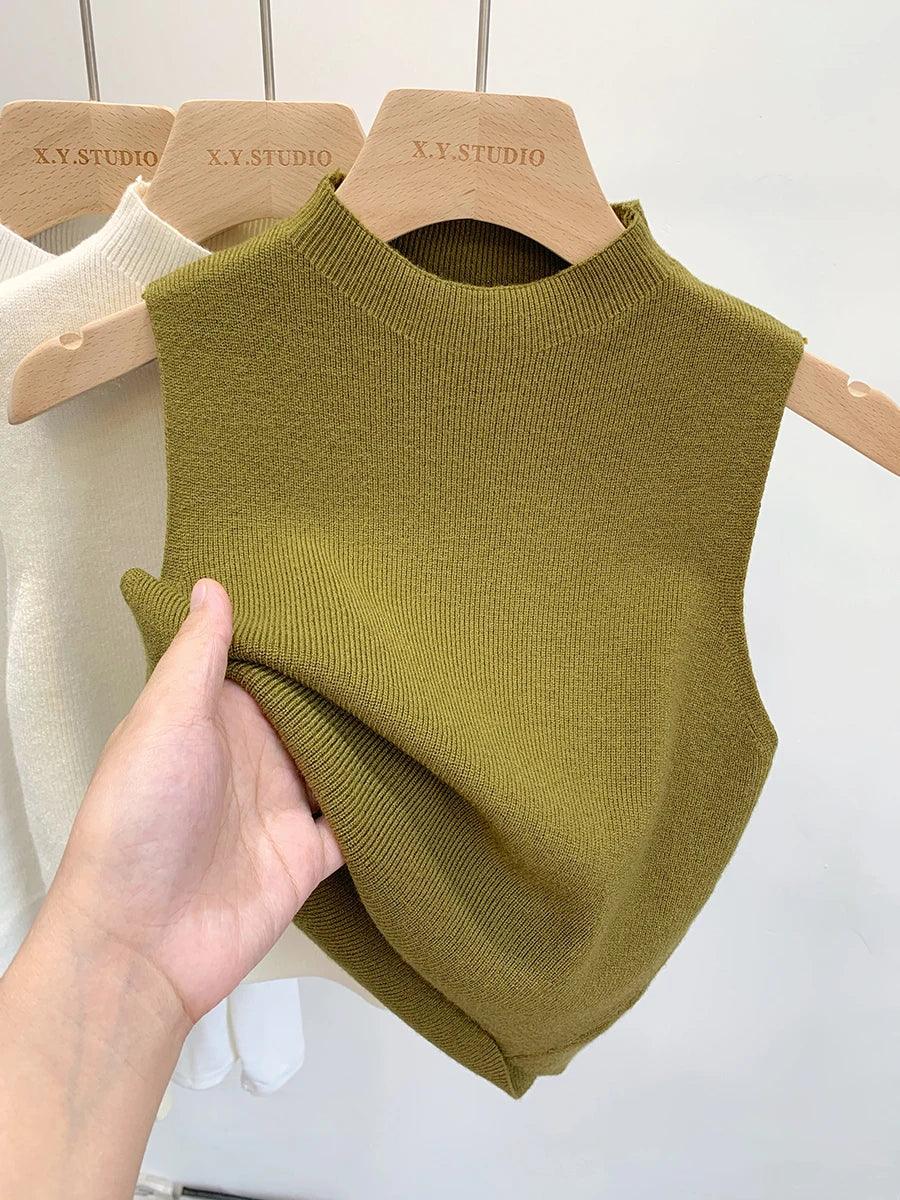 Fall Slim Sweater Short Sleeveless Sweaters Pullovers