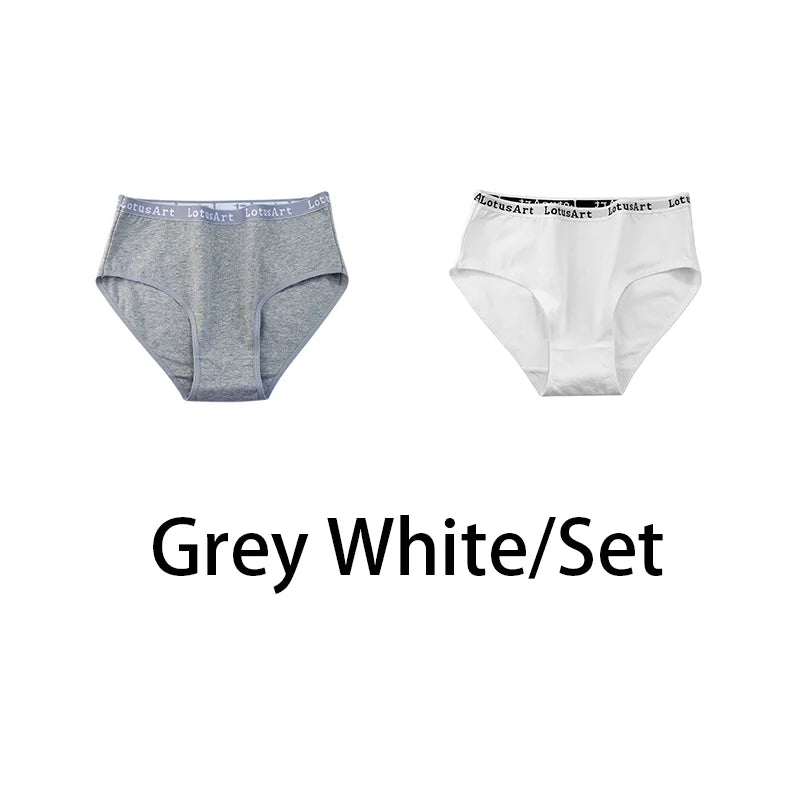 2PCS/Set Cotton Solid Panties Sexy Plus Size Lingerie