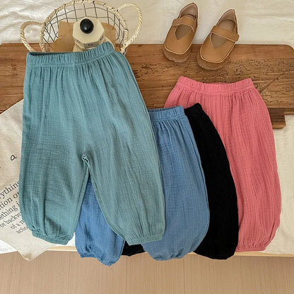9m-6y Kids Clothing Summer Thin Solid Color Pants
