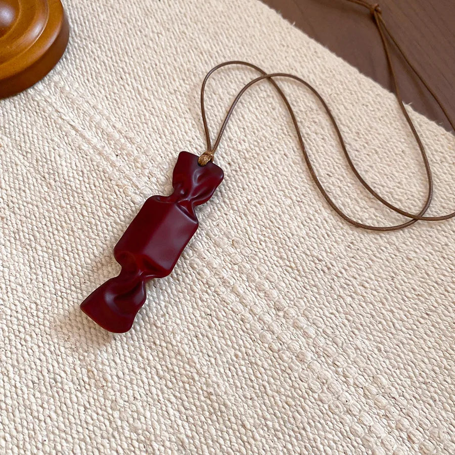 Black Coffee Round Water Drop Resin Necklaces