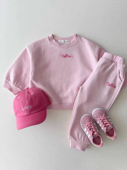 Korean Letter Kids' Cotton Sweater & Pants Set