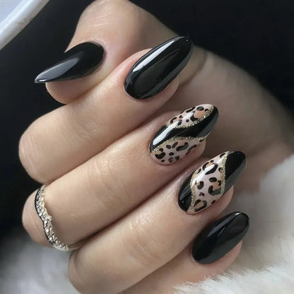 24pcs/Box Long Coffin False Nails Art Rose with Glue Wearable Jelly Nails