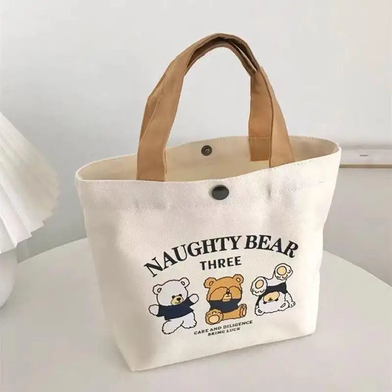 Bear Shape Canvas Tote Cute Mini Handheld Lunch Bag