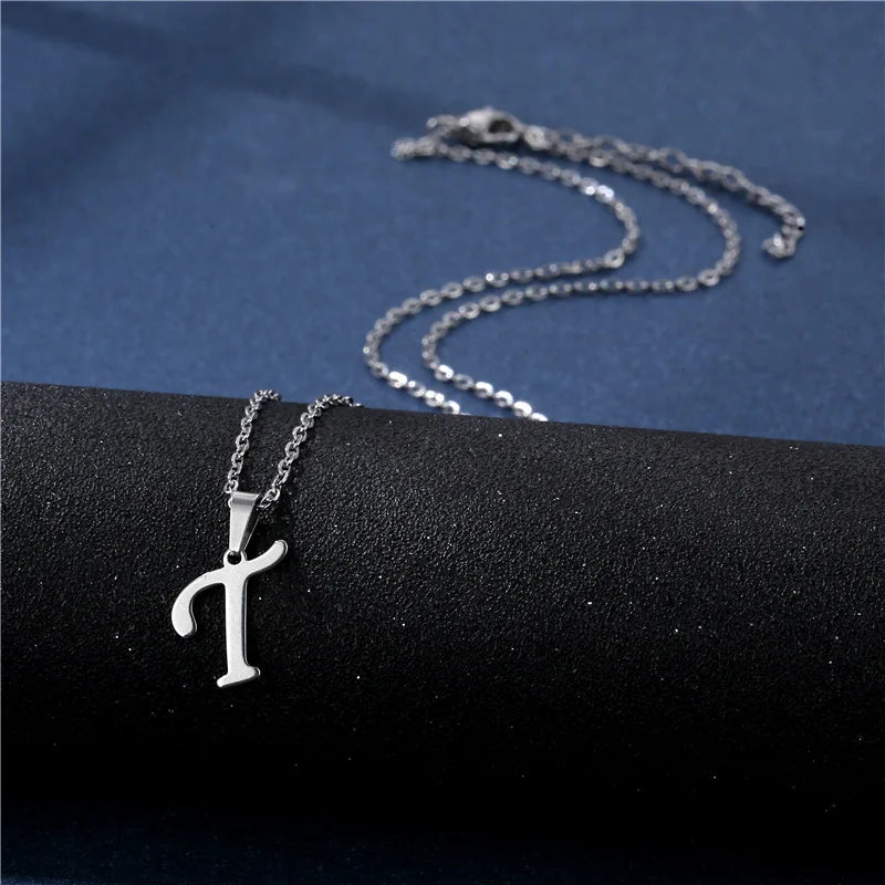 Letter Stainless Steel Letter Glossy Choker Necklaces
