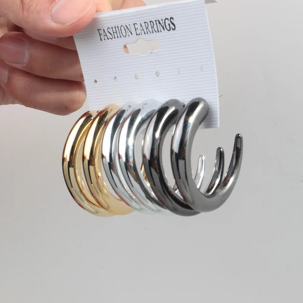 FishSheep Trendy Acrylic Geometric Circle Hoop Earrings Set