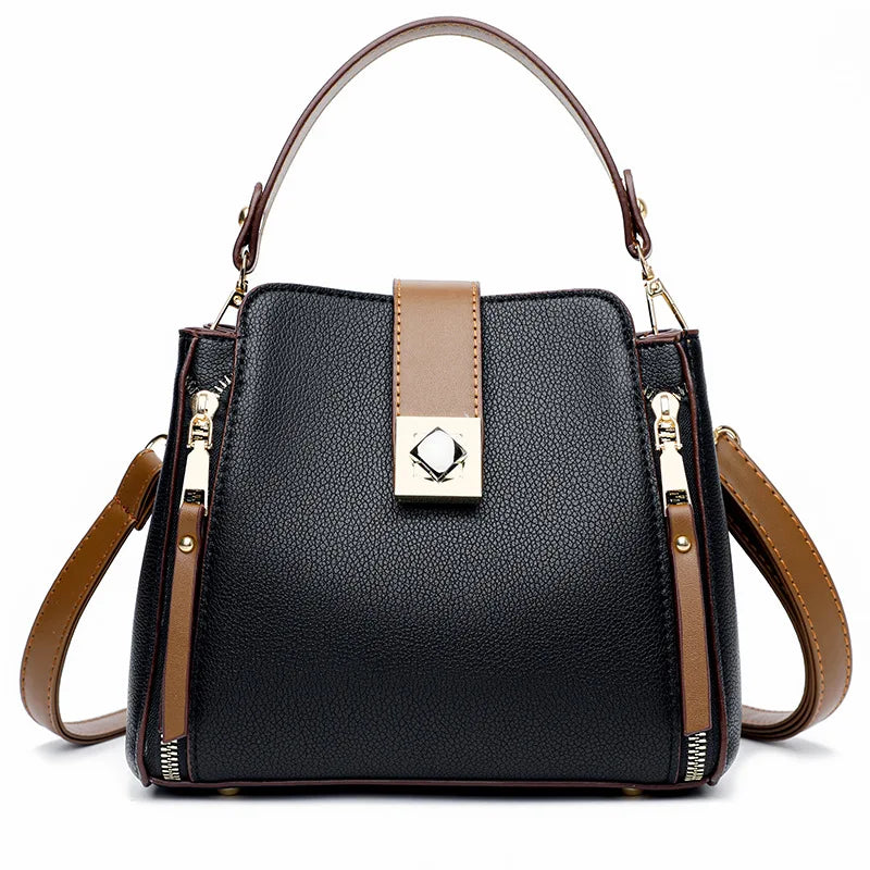 Small Bucket Shoulder Luxury Designer PU Leather Messenger Crossbody Bags