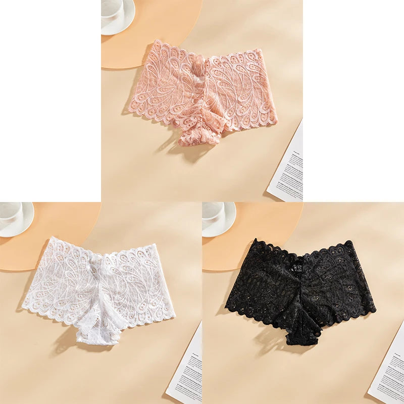 3PCS Mid-waist Lace Sexy Underwear Lingerie