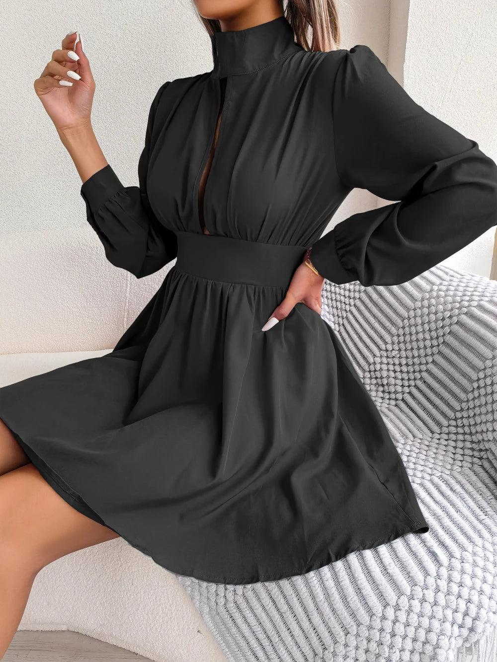 Casual Hollow Out Long Sleeve Dress