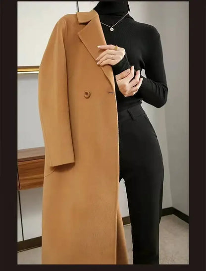 Plus Size Mid-Length Woollen Slim Fit Coat