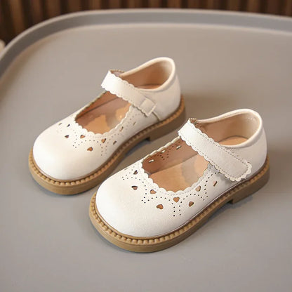 Leather Mary Janes Heart Shoes