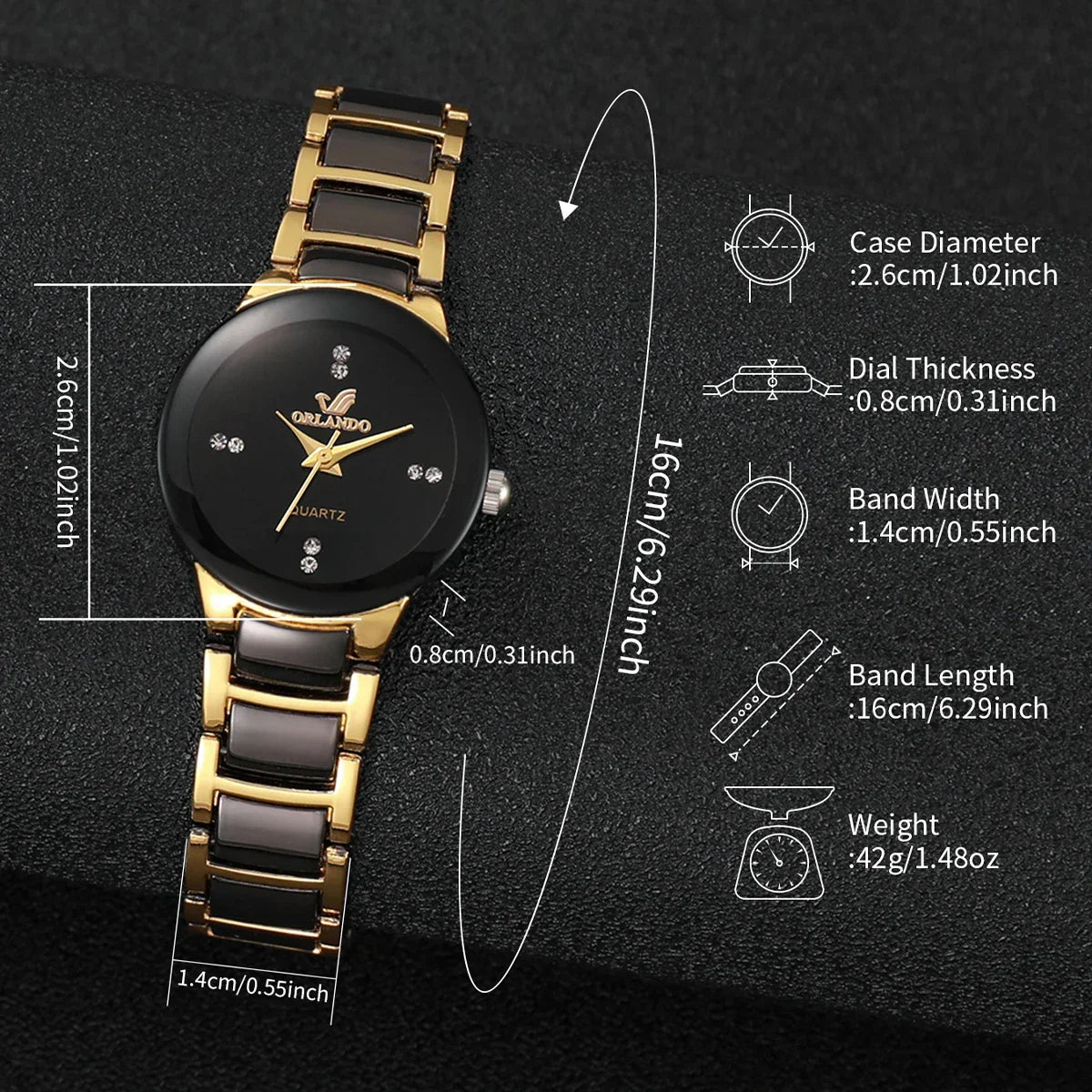 Rhinestone Stainless Steel Analog Quartz Watches