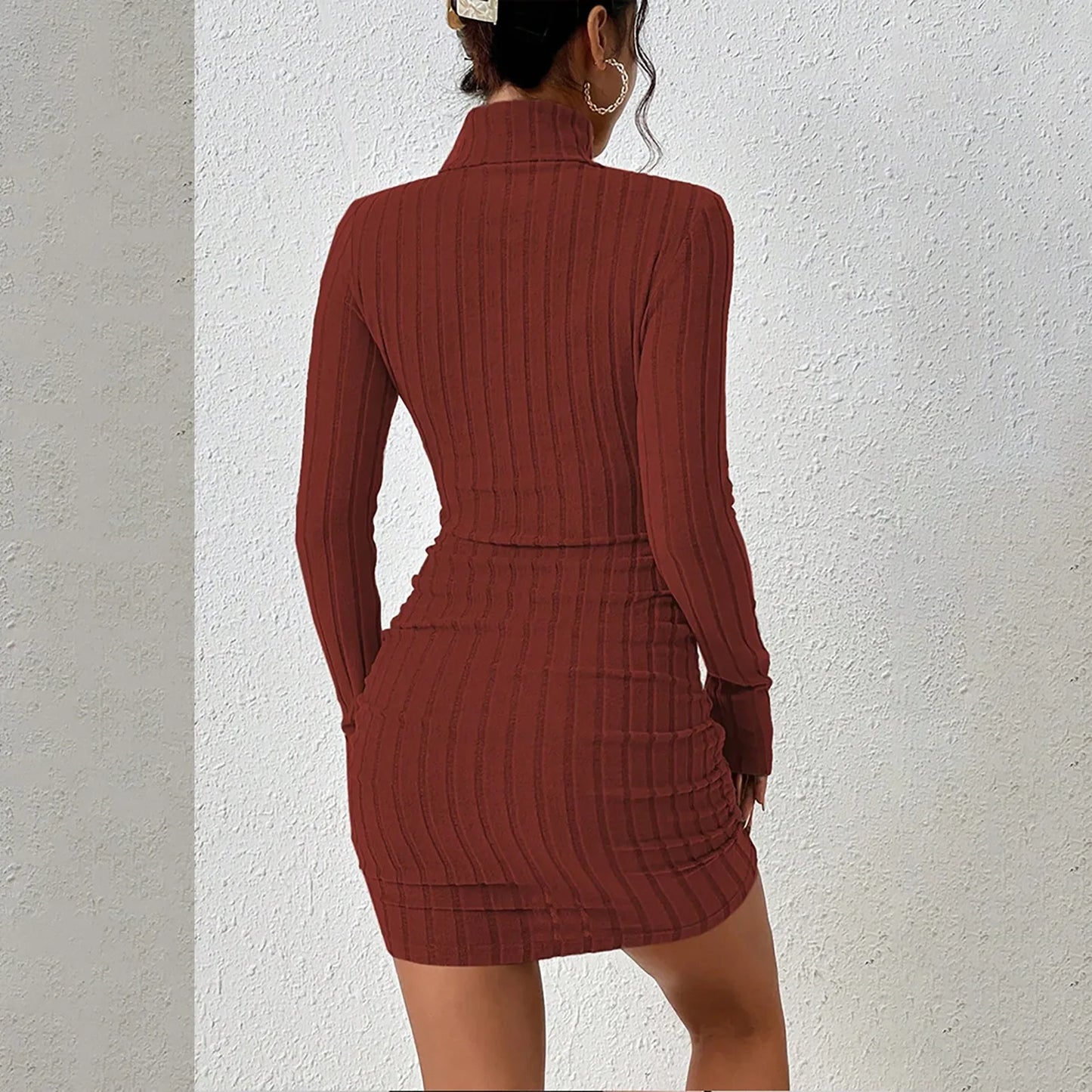 Bottoming Long Sleeves Sexy Mini Dress