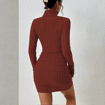 Bottoming Long Sleeves Sexy Mini Dress