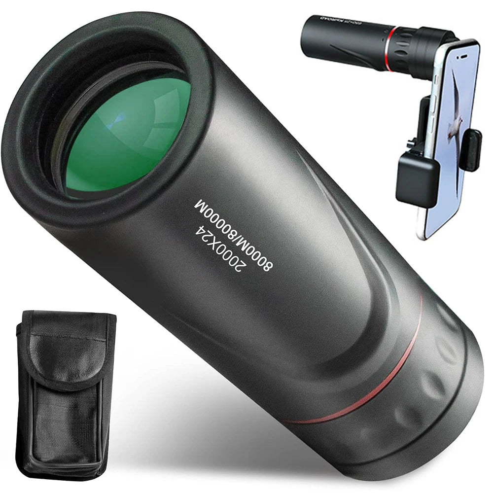 Monocular Telescope Upgrade 2000X24 HD Monoculars Adapter Pocket Monoscope Binoculars