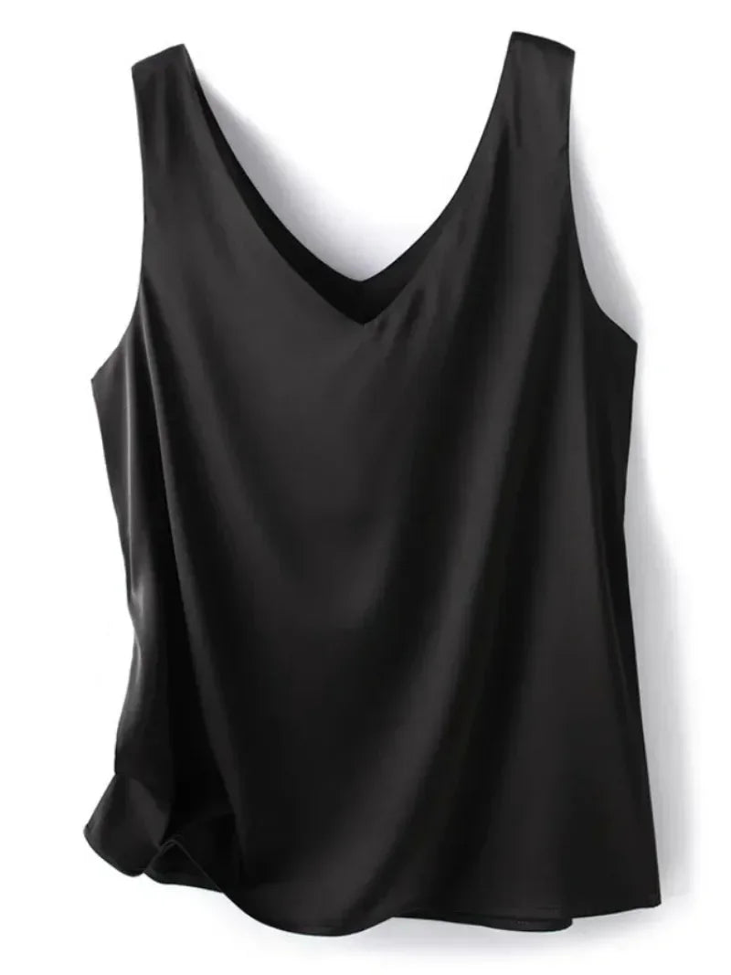 Elegant SILK Satin Sleeveless Blouse
