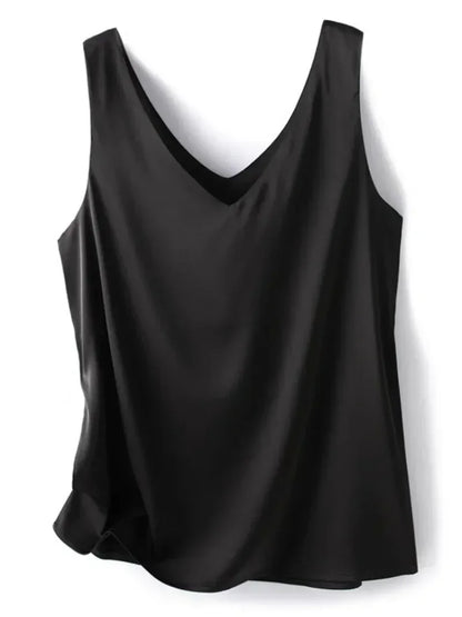 Elegant SILK Satin Sleeveless Blouse
