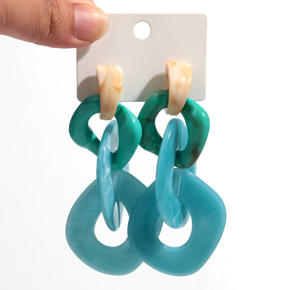 Acrylic Geometric Leopard Print Circle Earring