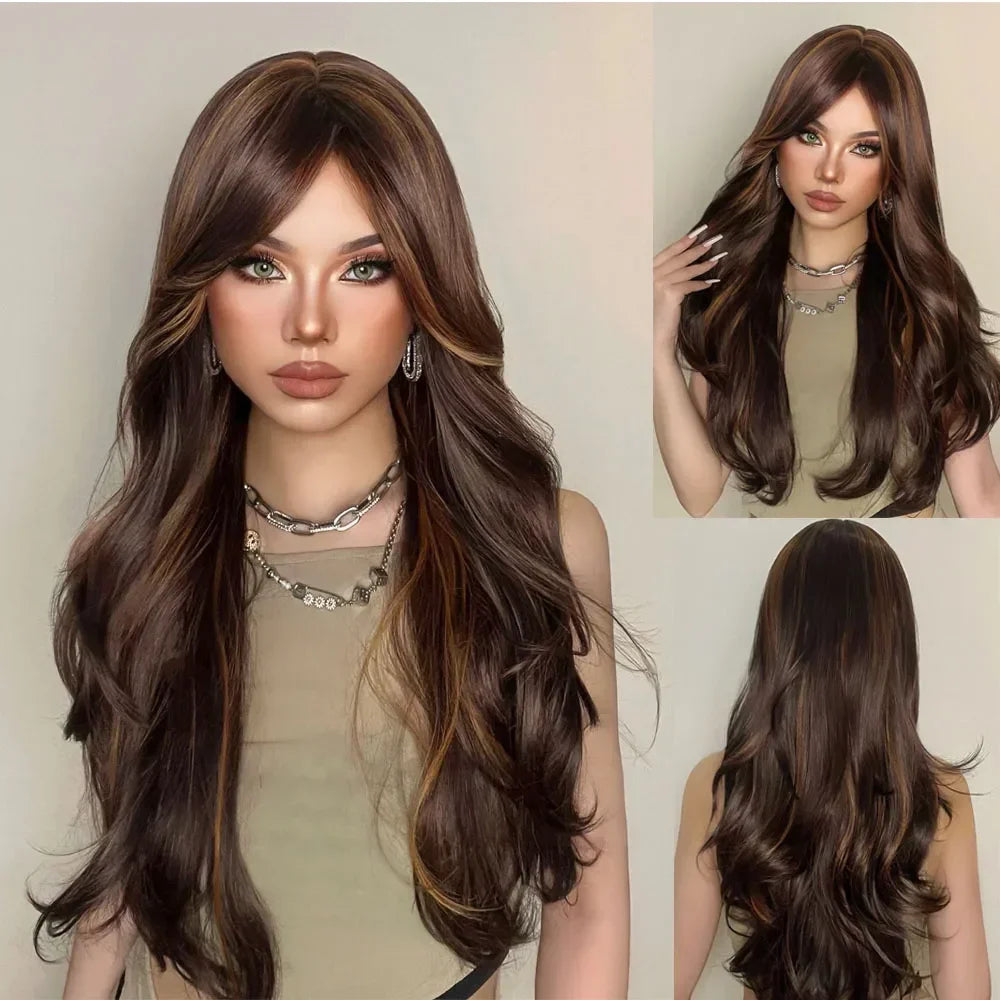 Long Natural Wavy Platinum Blonde Wigs