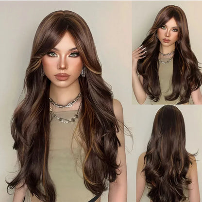 Long Natural Wavy Platinum Blonde Wigs