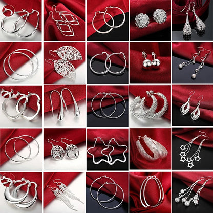 925 Sterling Silver Round Circle Hoop Earrings