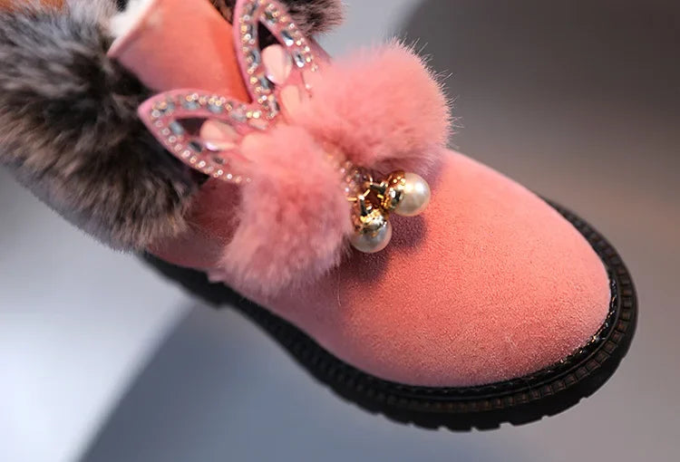 Winter Princess Snow Leather Soft Bottom Kids Boots