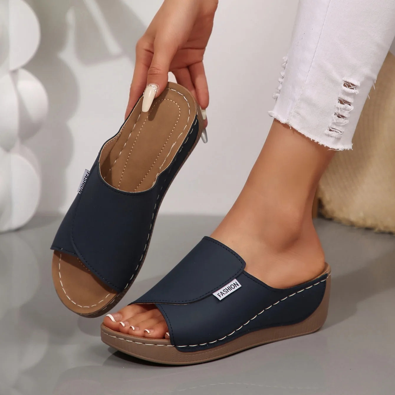 DANA Wedge Slippers Open Toe Shoes