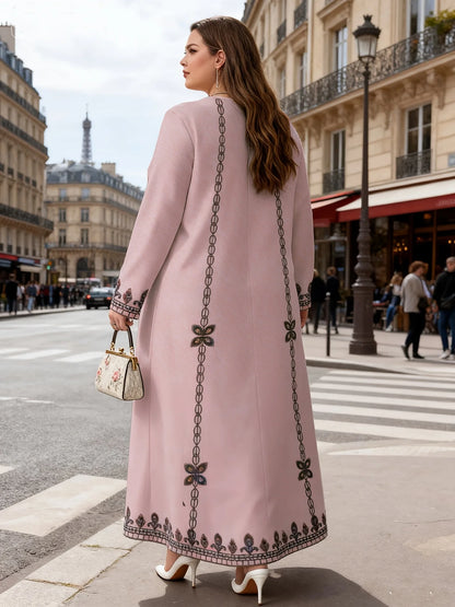 Middle Eastern Robe Plus-Size Long-Sleeve Dress