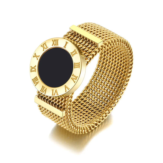 Roman Chain Titanium Stainless Steel Rings