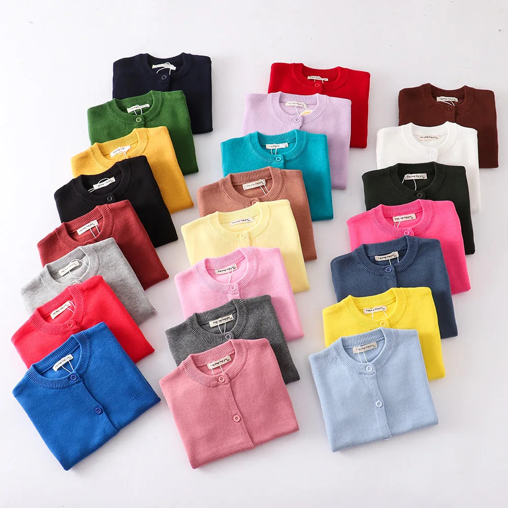 100Cotton Girls Knitting Cardigans Kids Sweater Toddler