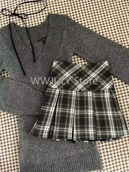 Suéter de cuello en V coqueto, manga larga, estilo pullover