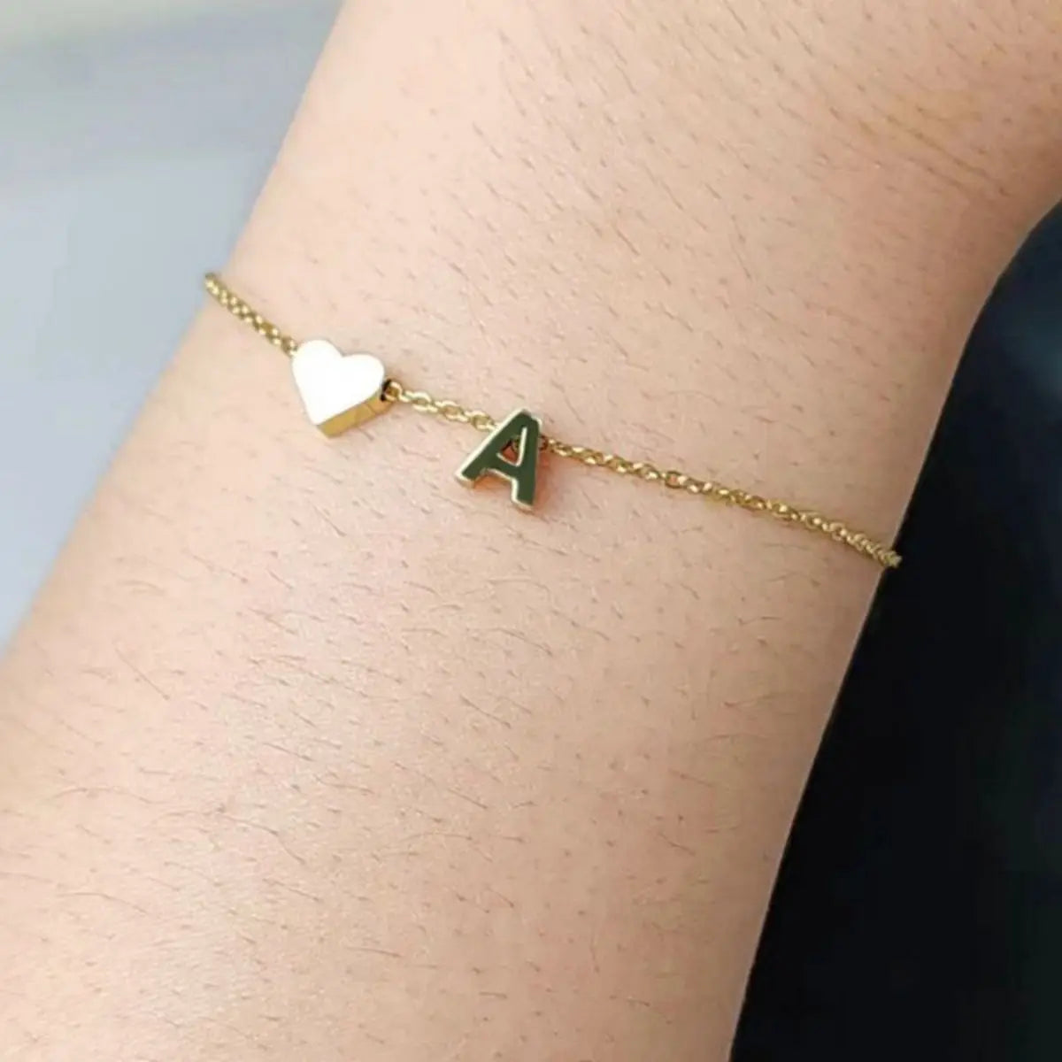 Letters English Initial Letter Heart Bracelet