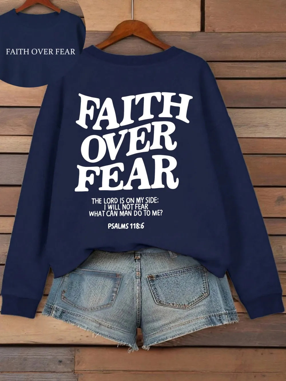 Casual Hoodies Faith Over Fear Letter Printing Sweatshirts Pocket Pullovers