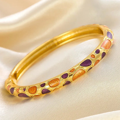 Enamel Dropped Glaze Flower Texture Bracelet