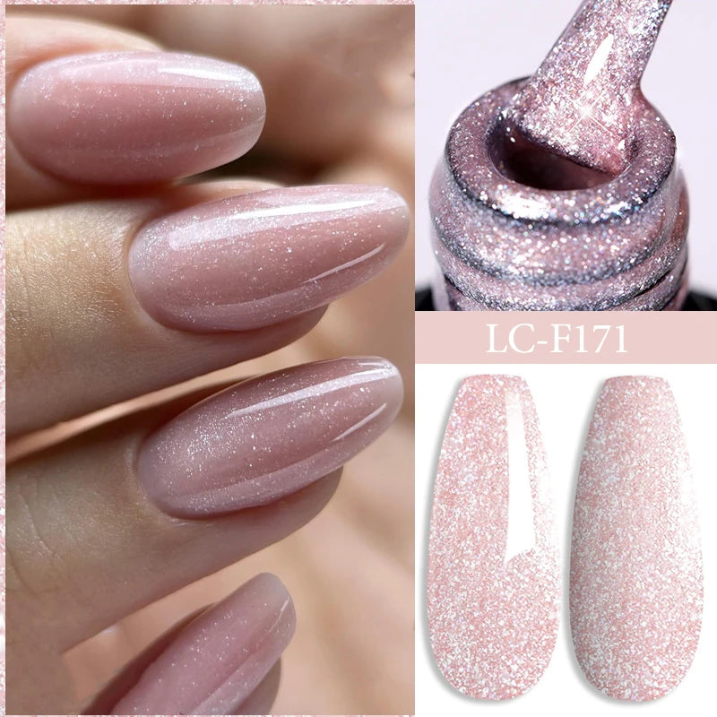 Pink Glitter Nail Gel Polish