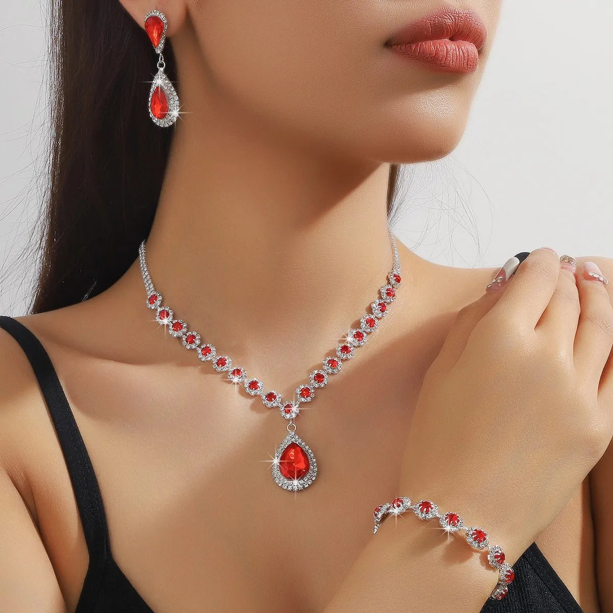 Waterdrop Flower Necklace Jewelry Set
