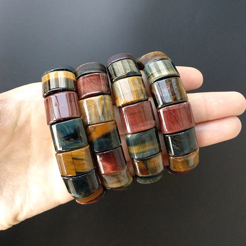 Colorful Tiger Eyes Natural Stone Beads Bangles & Bracelets Handmade Energy Bracelet