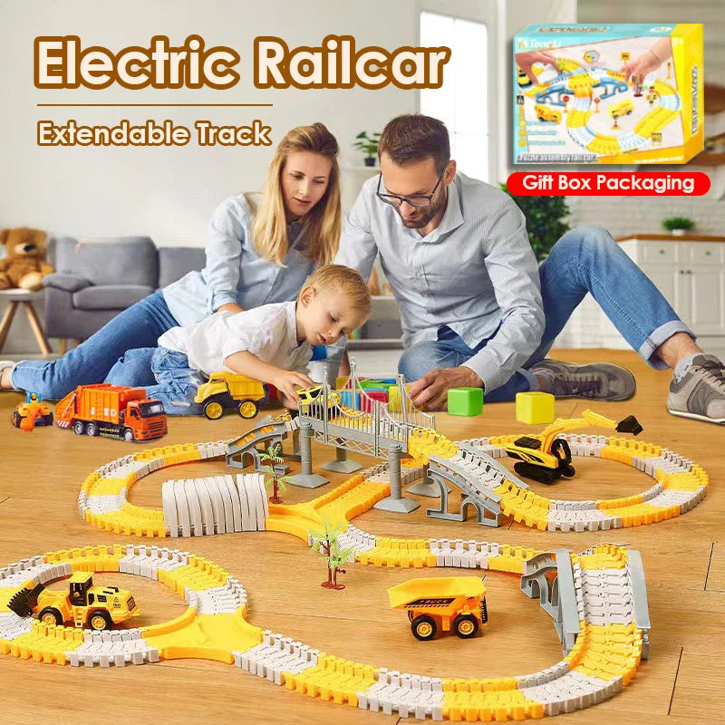 DIY building block track splicing puzzle Electric Track Toy