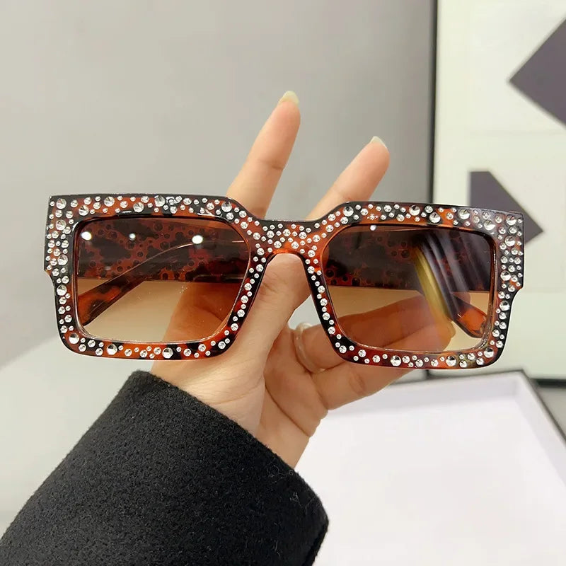 Crystal Square Diamond Big Frame Sunglasses