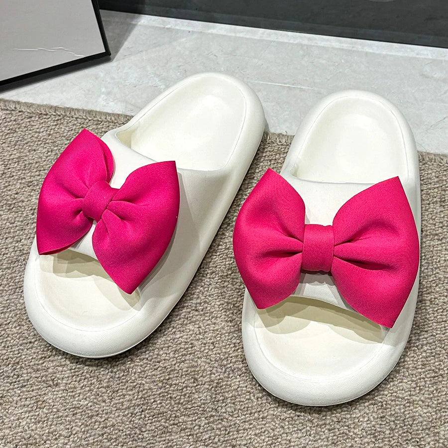Bow Tie Thick Soft Sole Slippers