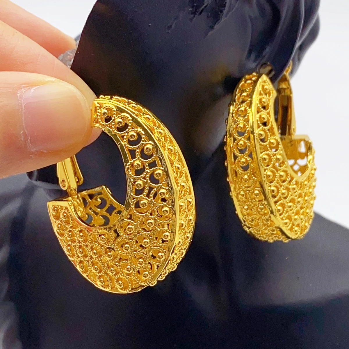 24K Gold Color Hoop Earrings