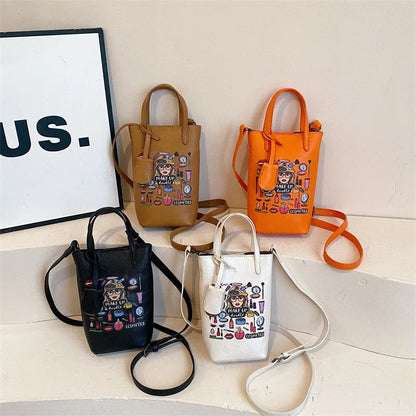Luxury Mini Bucket Plaid PU Leather Crossbody Bag