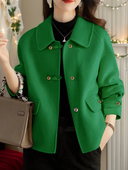 Elegant Solid Short Warm Formal Office Female Coat
