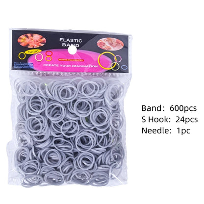 600pcs Elastic Colorful Rubber Loom Wristbands Weaving DIY Craft