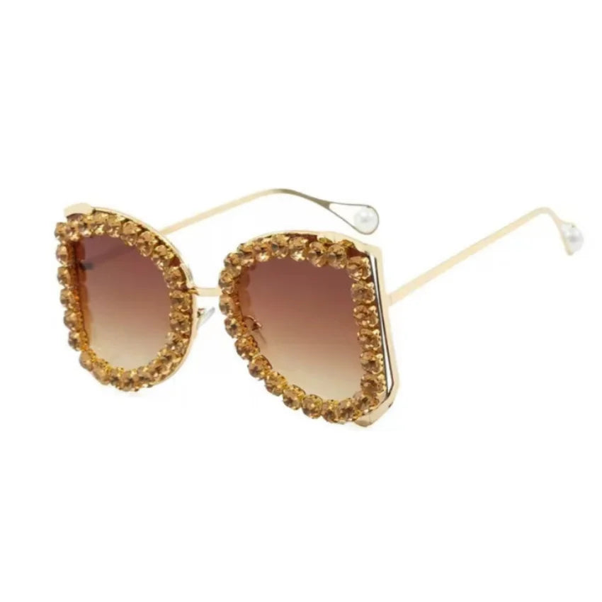 Butterfly-Shaped Oversized Frame with Rhinestone Sunglasses