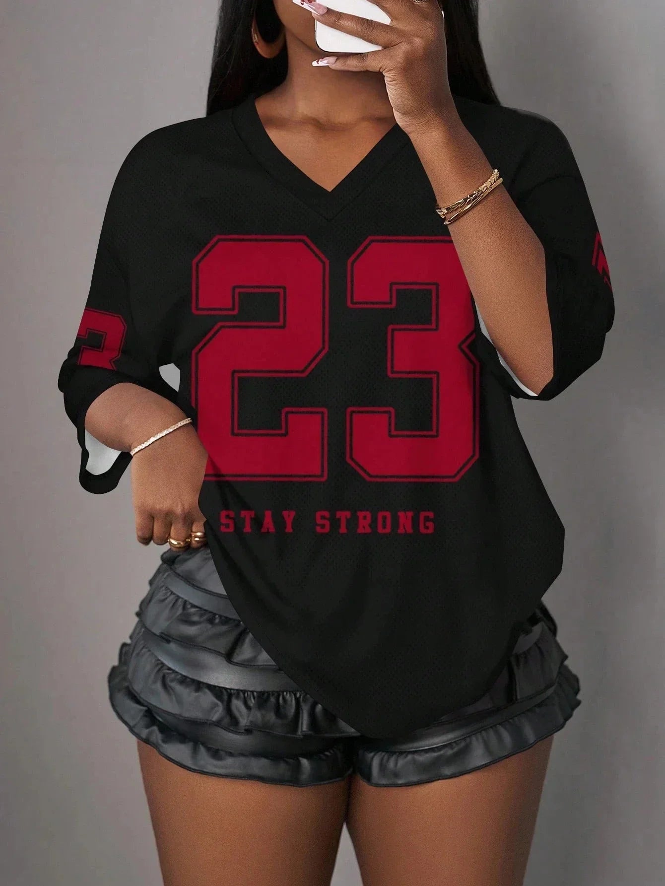  Casual Minimalist Letter NO.23 Graphic T-Shirt