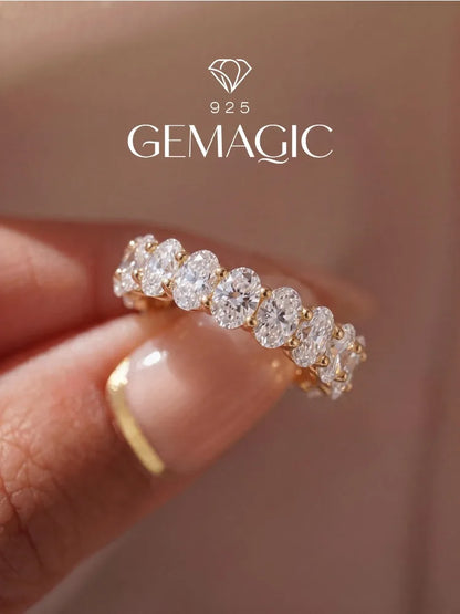 925 Sterling Silver Simplicity Classic Gorgeous Zircon Oval Ring