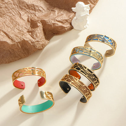 Hollow double-sided leather color replaceable bracelet