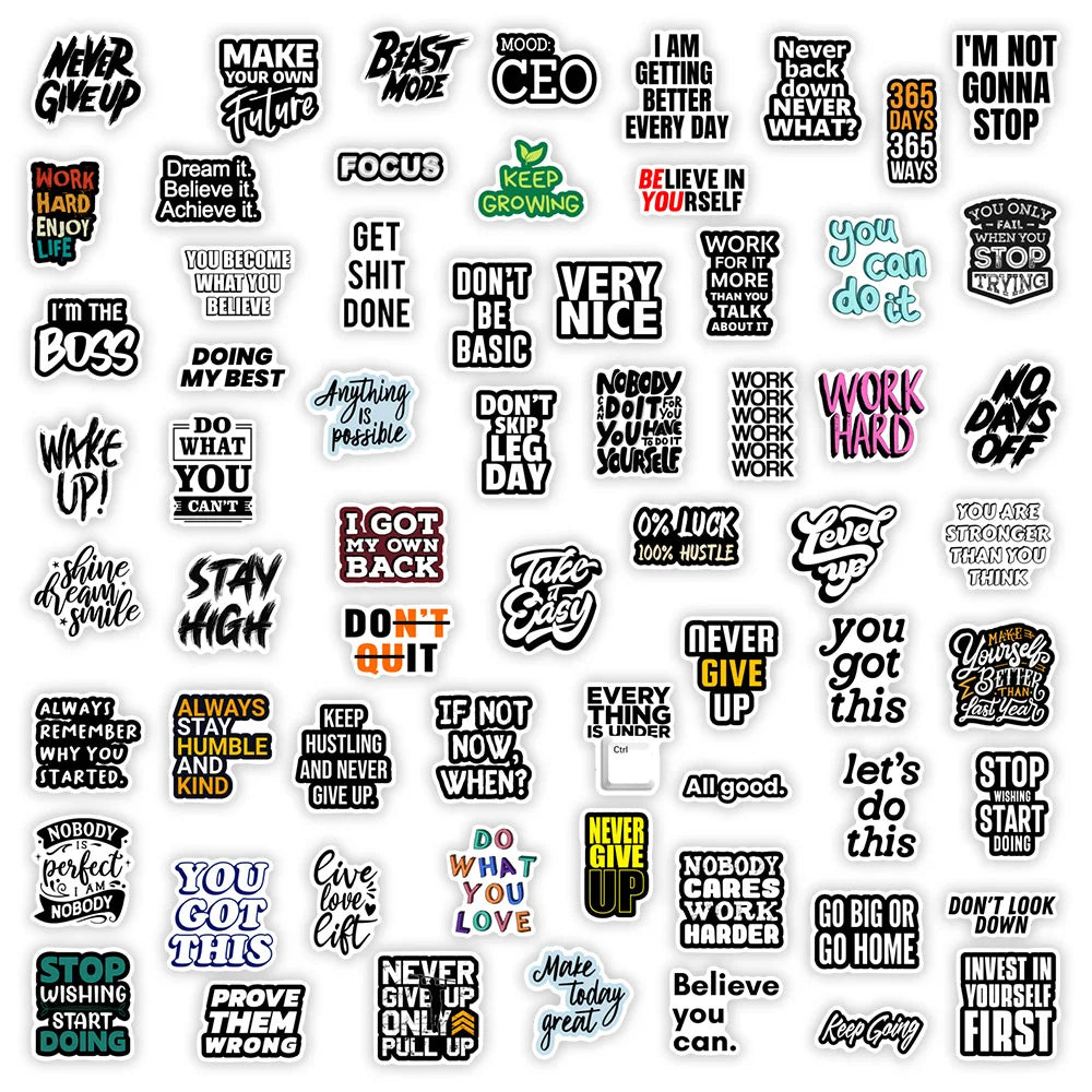 Inspirational Phrases Stickers Positive Mindset Energy DIY Gift Decal for Laptop Phone Scrapbook