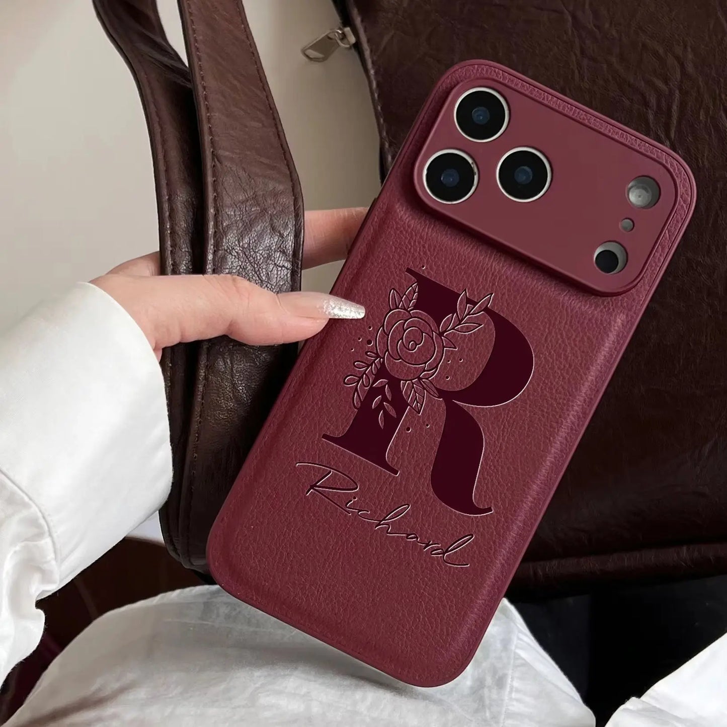 Initial Custom Big Letter with Flowers iPhone Case
