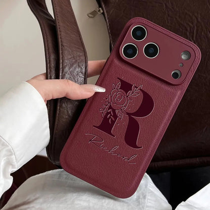 Initial Custom Big Letter with Flowers iPhone Case